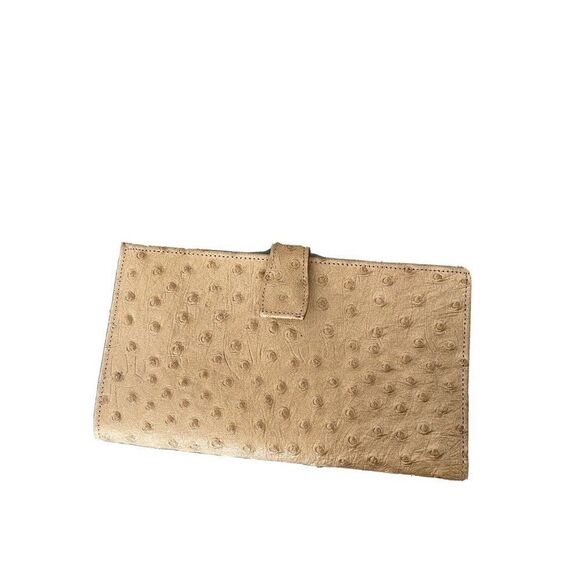 Vintage Prince Gardner Ostrich Tan Oatmeal Wallet Leather Goods - Picture 1 of 12